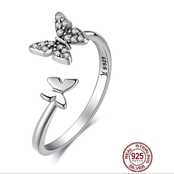 Artisan Jewelry - Sterling Silver Butterflies Ring Dainty OS
